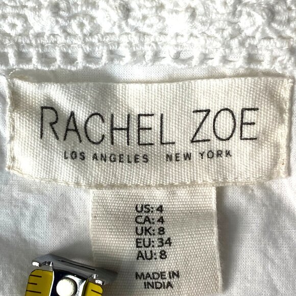 Rachel Zoe White Eyelet Lace Maxi Dress W/ Ruffle Sleeves & Button Front Size 4 - Picture 6 of 11